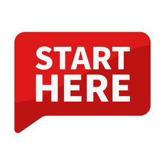 Start Here In Red Rectangle Shape For Promotion Business Marketing
