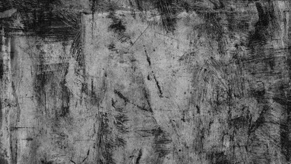 Heavy grunge smeared paint texture overlay on transparent background