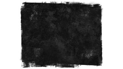 Black grunge rectangle background made from paint roller marks on transparent background