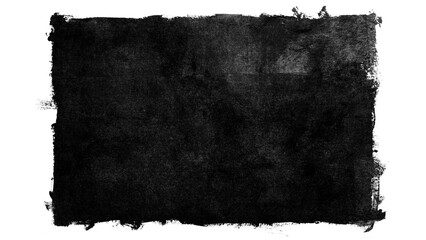 Black grunge rectangle background made from paint roller marks isolated on transparent background - obrazy, fototapety, plakaty
