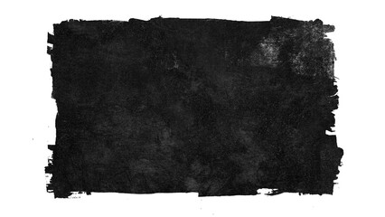 Black grunge rectangle banner made from paint roller marks on transparent background