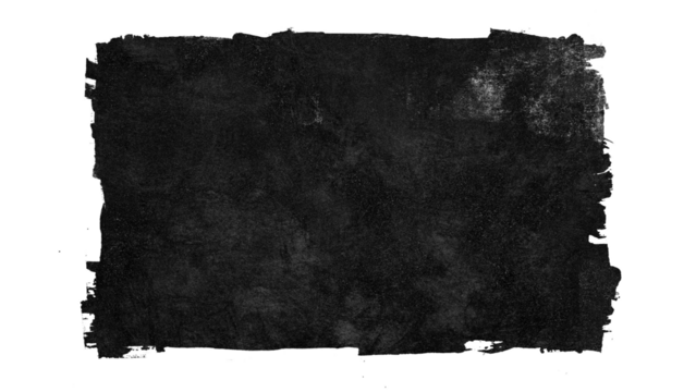 Black grunge rectangle banner made from paint roller marks on transparent background