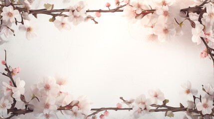 spring frame with branches and blossoms