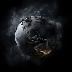 the destruction of earth from space, dark and damage