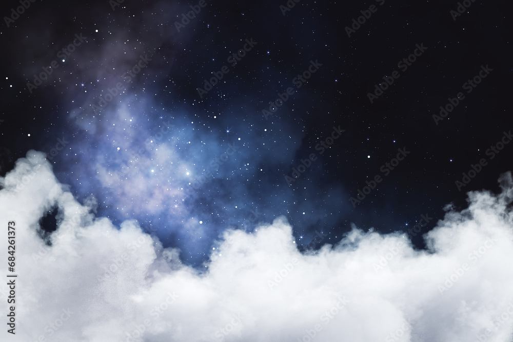 Poster creative sky background with cloud and stars. landing page concept.