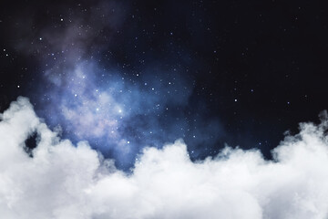 Creative sky background with cloud and stars. Landing page concept.