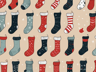 pattern with Santa Claus socks