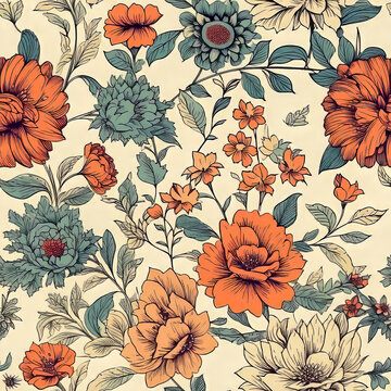 Tile with flowers as background and to fill areas in soft colors, ai,