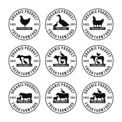Farm animals logo set vector illustration. Livestock logo set