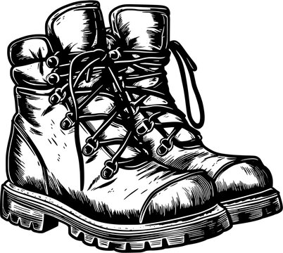 Ski Snow Boots Vintage Outline Icon In Hand-drawn Style