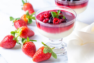 Dessert panna cotta with fresh berries