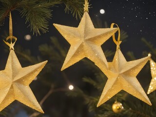 golden star christmas decoration on white