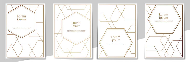 set of templates for covers, posters and banners. Gold pattern for postcards, presentations and leaflets. A-4 format