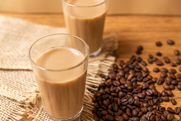 Brazilian cup of coffee with milk in American glass.