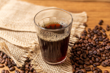 Cup of coffee in American glass, Typical Breakfast in brazil.