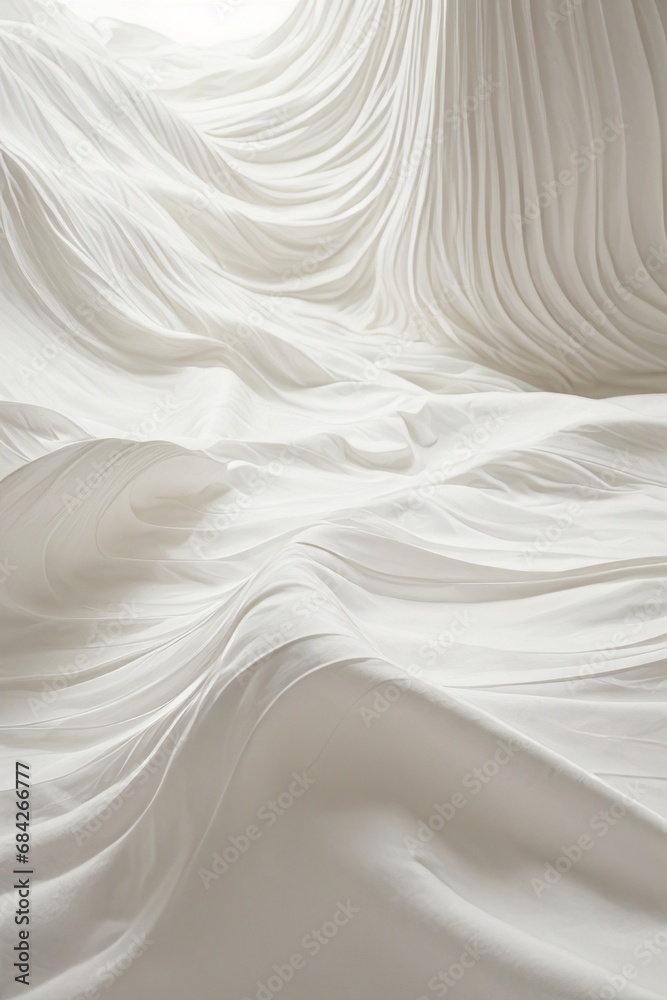 Aufkleber Beautiful white background for copy space. Curly fabric with light and shadow areas with empty space for advertising and text.