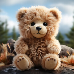 Obraz na płótnie Canvas Cheerful Teddy Bear Enjoying the Outdoors