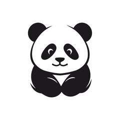 A silhouette panda black and white vector artclip