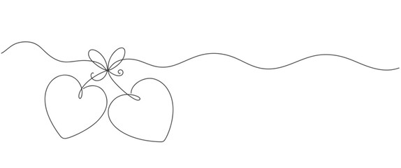 Two heart line art style vector illustration