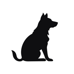 A silhouette dog black and white vector art clip