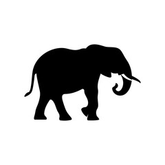 A silhouette elephant black and white vector art clip