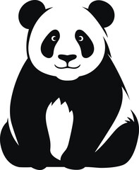 A silhouette panda black and white vector artclip