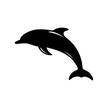 A silhouette black and white dolphin on white background vector art clip