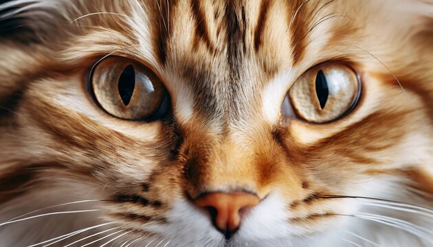 Macro shot of innocent eyes of Siberian cat