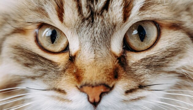 Macro shot of innocent eyes of Siberian cat