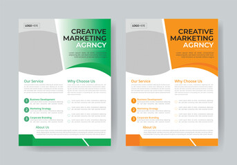 Corporate business flyer template design set with orange, yellow color. marketing, business proposal, promotion, advertise, publication, cover page. new digital marketing flyer set