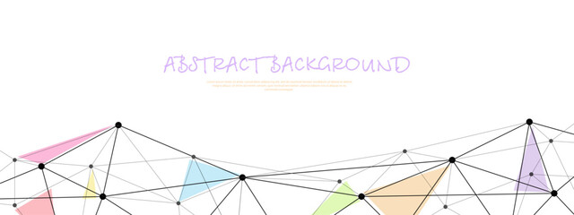 Abstract geometric pattern of circles of different diameters and lines with colored triangles for covers, postcards, banners and posters