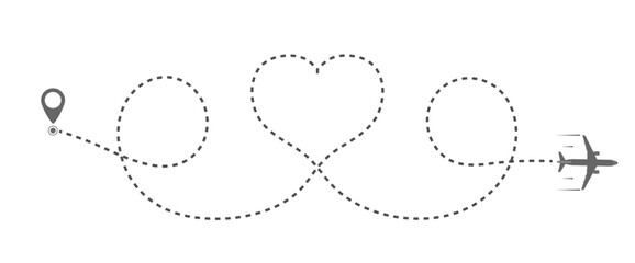 plane's course line describes the shape of the heart