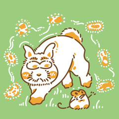 a rabbit watches a small creature fixated on a strange creature