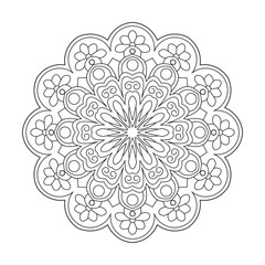 Simple floral Fascination mandala design Coloring book page