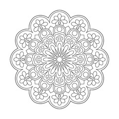 Simple floral Fascination mandala design Coloring book page