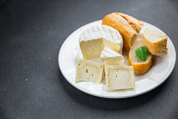 cheese soft white mold creamy taste fresh eating appetizer meal food snack on the table copy space food background rustic top view