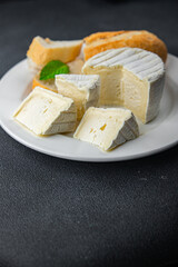 cheese soft white mold creamy taste fresh eating appetizer meal food snack on the table copy space food background rustic top view