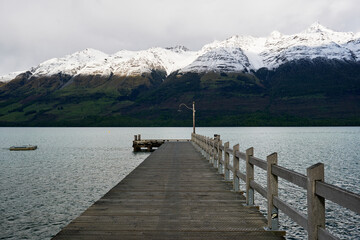 pier in lake in new zealand