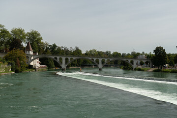 Reuss river in Bremgarten in Switzerland