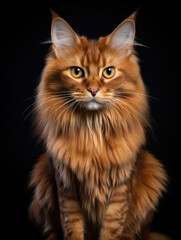 Somali Cat, Studio Shot Isolated on Clear Background, Generative AI