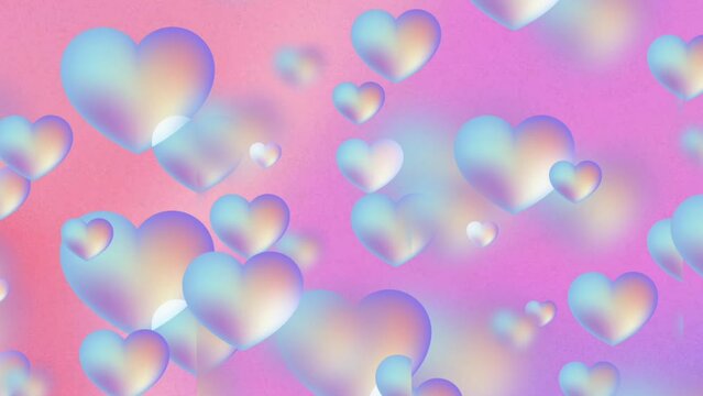 Animated 3d abstract Flying hearts balloon Gradient Color. Suitable for Video for Anniversary, Birthday, Valentine, Wedding background or other celebrations.