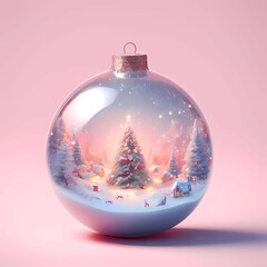 Christmas Tree in Ornamental Glass Bauble with Snow