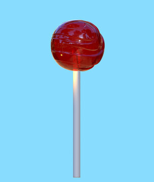 Red lollipop on blue background