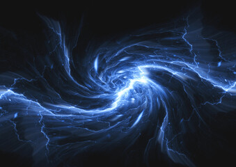 Blue fractal lightning background, electrical abstract - 684281729