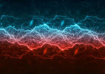 Red fractal lightning background, electrical abstract