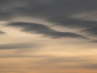 Sunset fall sky with whispy cirrus clouds