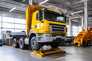 Naklejka premium Truck repair in a car service 