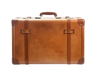 Vintage Old Brown Suitcase, isolated on a transparent or white background