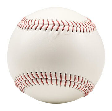 Classic White Leather Baseball Ball. Closeup View. Ai Generative