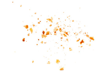 Obraz na płótnie Canvas Pile cake crumbs, cookie flying isolated on white, clipping path